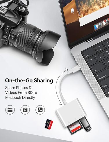 قارئ بطاقة SD USB C لجهاز iPhone 15 iPad Mac 3 في 1 محول بطاقة كاميرا USB-C مع فتحات مزدوجة ومنفذ USB لأجهزة Mac MacBook Pro/Air/Mini Android المحمول المزيد من أجهزة USBC Typec in Kuwait