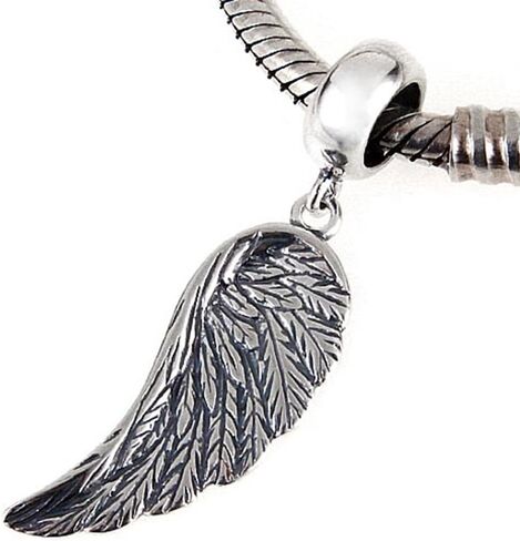 Angel Charm Wing Charm 925 Sterling Silver Feather Charm Love Charm fit Pandora Bracelet (B) in Saudi Arabia