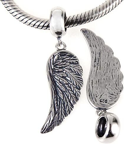 Angel Charm Wing Charm 925 Sterling Silver Feather Charm Love Charm fit Pandora Bracelet (B) in Saudi Arabia