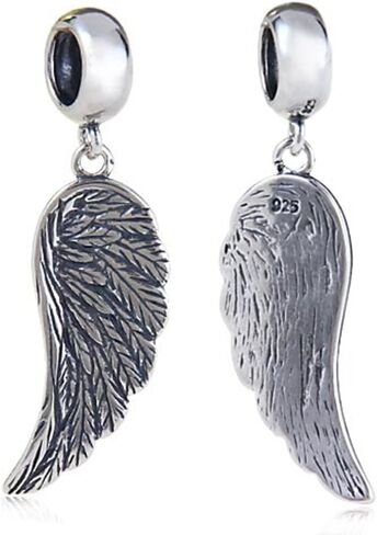 Angel Charm Wing Charm 925 Sterling Silver Feather Charm Love Charm fit Pandora Bracelet (B) in Saudi Arabia