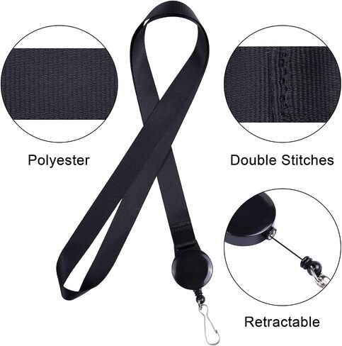 Wisdompro Cruise Lanyard with ID Holder, 2 Pack Neck Lanyard with Retractable Badge Reel & Vertical Double Sided Clear ID Badge Card Holder - Black, Blue in Saudi Arabia