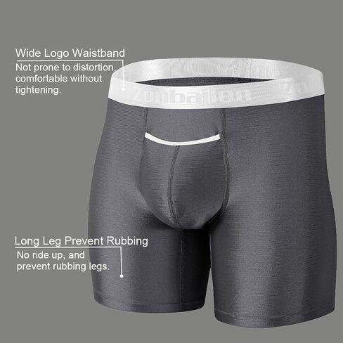 ZONBAILON Mens Underwear Ice Silk Anti Chafing Boxer Briefs Multipack with Fly in Saudi Arabia