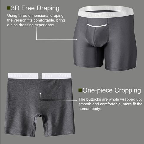 ZONBAILON Mens Underwear Ice Silk Anti Chafing Boxer Briefs Multipack with Fly in Saudi Arabia