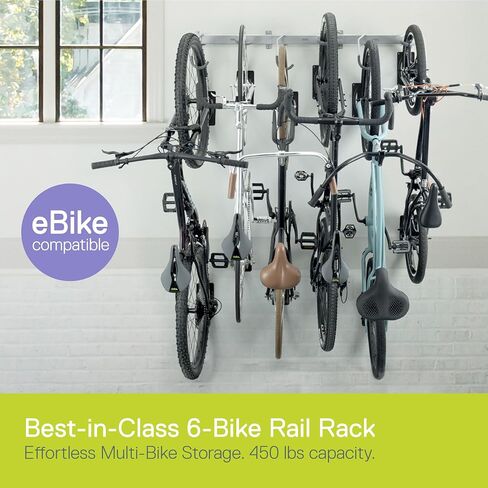 Garage Bike Rack Wall Mount Rail Rack by Delta Cycle - Bike Hangers for Garage - Bike Storage Rack for MTB, Road & Ebike - Holds up to 300 lbs - Fully Adjustable Staggered Hook Design in Saudi Arabia