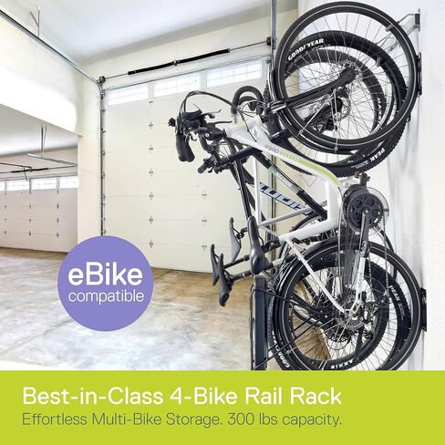 Garage Bike Rack Wall Mount Rail Rack by Delta Cycle - Bike Hangers for Garage - Bike Storage Rack for MTB, Road & Ebike - Holds up to 300 lbs - Fully Adjustable Staggered Hook Design in Saudi Arabia