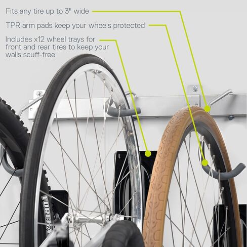 Garage Bike Rack Wall Mount Rail Rack by Delta Cycle - Bike Hangers for Garage - Bike Storage Rack for MTB, Road & Ebike - Holds up to 300 lbs - Fully Adjustable Staggered Hook Design in Saudi Arabia