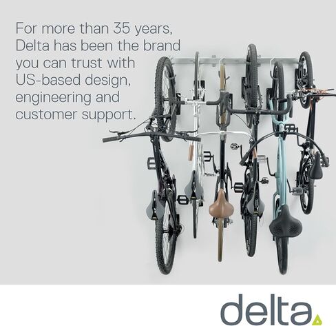 Garage Bike Rack Wall Mount Rail Rack by Delta Cycle - Bike Hangers for Garage - Bike Storage Rack for MTB, Road & Ebike - Holds up to 300 lbs - Fully Adjustable Staggered Hook Design in Saudi Arabia