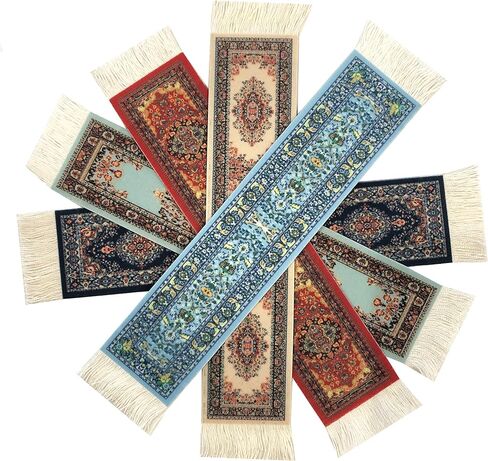 Set of 5 Rug Bookmarks, Colorful Carpet Book Marks for Reading, Miniature Oriental Style Design, Novelty Office Accessories in Kuwait