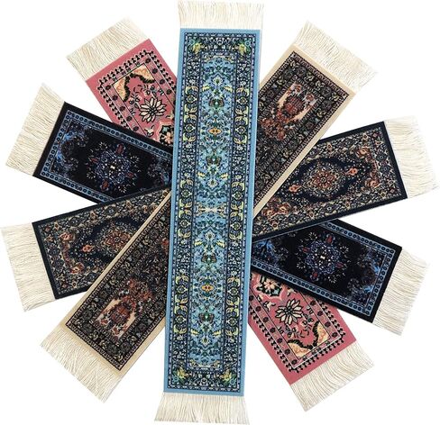 Set of 5 Rug Bookmarks, Colorful Carpet Book Marks for Reading, Miniature Oriental Style Design, Novelty Office Accessories in Kuwait
