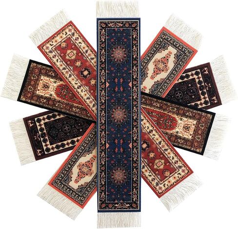 Set of 5 Rug Bookmarks, Colorful Carpet Book Marks for Reading, Miniature Oriental Style Design, Novelty Office Accessories in Kuwait