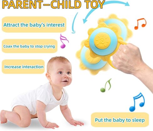 ألعاب تسنين للأطفال من عمر 3 إلى 12 شهرًا، ألعاب حسية، خشخيشة عباد الشمس، عضاضة شخصية للأطفال، ألعاب خشخيشة للأطفال الصغار، ألعاب للرضع، ألعاب تسنين للأطفال تصدر ضوضاء (أزرق) in Kuwait