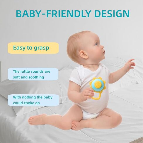 ألعاب تسنين للأطفال من عمر 3 إلى 12 شهرًا، ألعاب حسية، خشخيشة عباد الشمس، عضاضة شخصية للأطفال، ألعاب خشخيشة للأطفال الصغار، ألعاب للرضع، ألعاب تسنين للأطفال تصدر ضوضاء (أزرق) in Kuwait