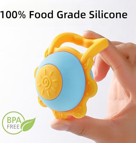 ألعاب تسنين للأطفال من عمر 3 إلى 12 شهرًا، ألعاب حسية، خشخيشة عباد الشمس، عضاضة شخصية للأطفال، ألعاب خشخيشة للأطفال الصغار، ألعاب للرضع، ألعاب تسنين للأطفال تصدر ضوضاء (أزرق) in Kuwait