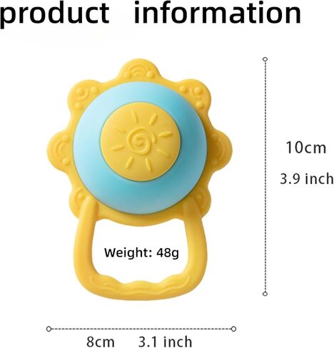 ألعاب تسنين للأطفال من عمر 3 إلى 12 شهرًا، ألعاب حسية، خشخيشة عباد الشمس، عضاضة شخصية للأطفال، ألعاب خشخيشة للأطفال الصغار، ألعاب للرضع، ألعاب تسنين للأطفال تصدر ضوضاء (أزرق) in Kuwait