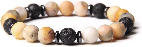 Caiyao Handmade Aromatherapy Diffuser Natural Stone Beads Bracelet Lavender Essential Oil Anti Anxiety Stress Stretchy Bracelet for Women Men Yoga Meditation Jewelry in Saudi Arabia