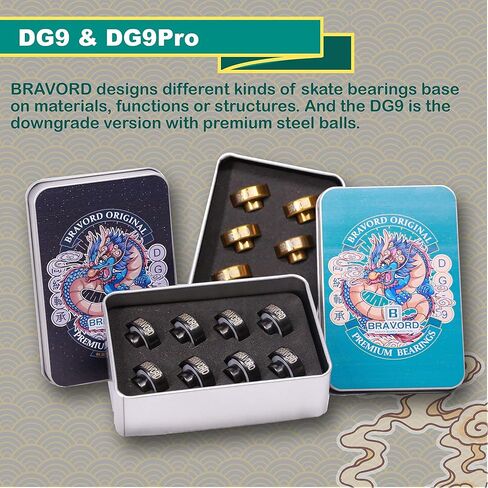 محامل لوح التزلج الخزفية DG9-Pro مع فواصل مدمجة، ومحامل طويلة للتزلج المضمن والأسطواني (عبوة من 8) in Kuwait