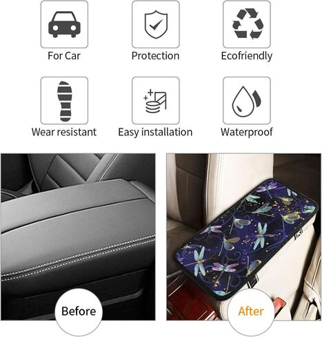Abstract Hippie Flower Car Armrest Box Cover Cushion Pads for Women,Soft Surface Auto Center Console Lid Cover,Universal Fit for Most Cars,Trucks,Van in Saudi Arabia