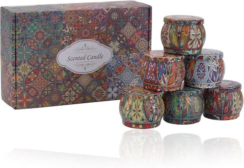 شموع معطرة - 6 عبوات، لافندر/جاردينيا/ليمون/فانيليا/ياسمين/إكليل الجبل، شموع معطرة للمنزل، شموع برطمان، شموع للعلاج العطري، تخفيف التوتر، الاسترخاء، شمعة مهدئة. in Kuwait