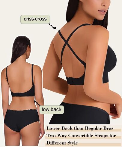 Push Up Bras for Women No Underwire Full Coverage Comfortable Wireless Seamless Everyday Padded Low Back Bras with Support in Saudi Arabia