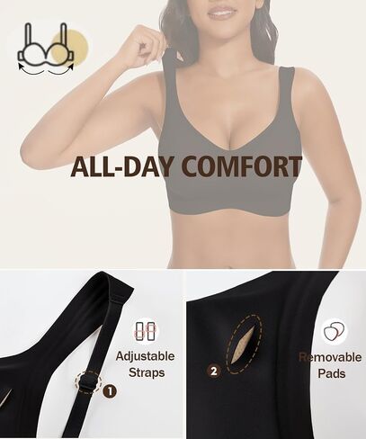 Push Up Bras for Women No Underwire Full Coverage Comfortable Wireless Seamless Everyday Padded Low Back Bras with Support in Saudi Arabia