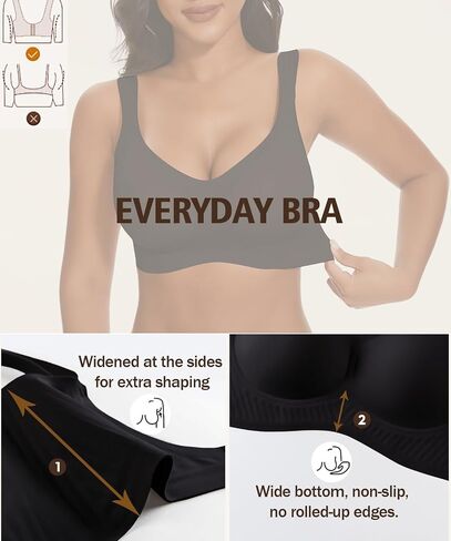 Push Up Bras for Women No Underwire Full Coverage Comfortable Wireless Seamless Everyday Padded Low Back Bras with Support in Saudi Arabia