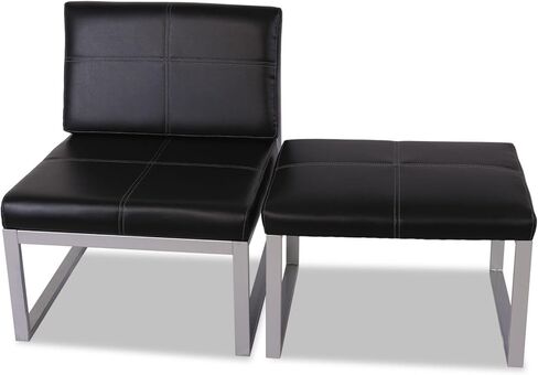 Alera ALE Ispara Series Armless Cube Chair, 26-3/8 x 31-1/8 x 30, Black/Silver in Saudi Arabia