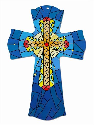 CALUOHO Rustic Wall Cross Hand Painted Flower Wood Cross Home Decor Mexican Crucifix Christian Catholic Easter Decor 5x7 Inch in Saudi Arabia