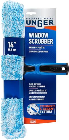 Unger Professional 14" Window Scrubber Washer for Glass and Window Cleaning, Commercial & Residential Use, Reusable Microfiber Sleevee in Saudi Arabia