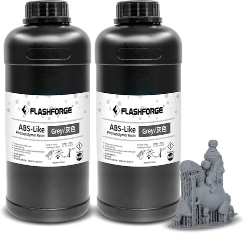 FLASHFORGE 3D Printer Resin, LCD UV-Fast-Curing Resin 405nm Standard Photopolymer Resin for LCD 3D Printing with High Precision Printing, Low Odor (ABS-Like-Grey, 2000G) in Saudi Arabia