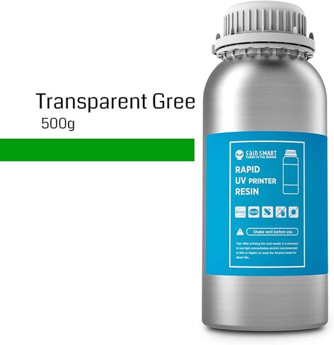 SainSmart 3D Printer Resin Green Resin Rapid 3D Printing Resin 405nm General Purpose Photopolymer Curing Resin for 3D LCD MSLA Resin Printer 500g Transparent Green in Saudi Arabia