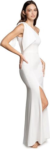 Dress the Population Women's Georgina Asymmetrical Bow Neckline Bodycon Midi Dress in Saudi Arabia