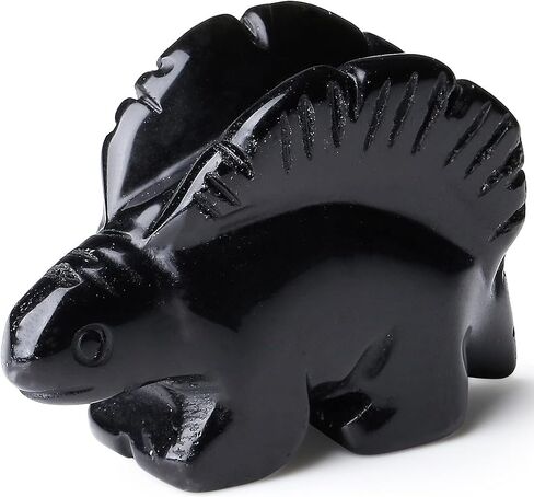 QINJIEJIE 2" Lepidolite Stegosaurus Crystal Decor Stone Figurines Cretaceous Dinosaur Gemstones Statue Hand Carved Reiki Gem Healing Pocket Sculpture Office Home Purple Decoration Gifts in Saudi Arabia