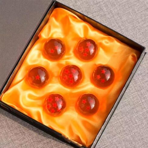 تمثال Shenlong تمثال تنين من الراتنج + مجموعة كرات كريستالية 3.5 سم مكونة من 7 + حامل جبلي 0.66 كجم مناسب لمجموعات محبي الرسوم المتحركة وتزيين الحفلات ومجموعات هدايا عيد الميلاد in Kuwait