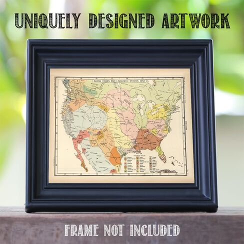 Indian Tribes and Linguistic Stocks 1650 - Native American Map, Us History Timeline for Classroom Wall Tribes Poster - 11x14 Unframed Art Print - Vintage Decor for Historical Map Enthusiasts in Saudi Arabia