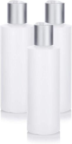 JUVITUS 6 oz Clear Natural Refillable Plastic Squeeze Bottle with Silver Disc Cap (3 Pack) in Saudi Arabia