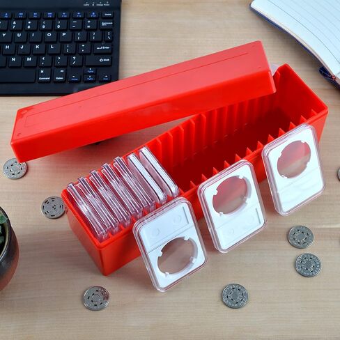 4 قطع 2 × 2 صندوق تخزين العملات المعدنية، صندوق تخزين العملات المعدنية، صناديق تخزين العملات المعدنية لهواة جمع العملات المعدنية، صندوق تخزين العملات المعدنية البلاستيكي ذو صف واحد لجمع العملات المعدنية المكتبية والمنزلية ومستلزمات البنك in Kuwait