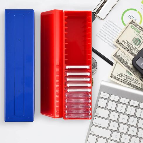 4 قطع 2 × 2 صندوق تخزين العملات المعدنية، صندوق تخزين العملات المعدنية، صناديق تخزين العملات المعدنية لهواة جمع العملات المعدنية، صندوق تخزين العملات المعدنية البلاستيكي ذو صف واحد لجمع العملات المعدنية المكتبية والمنزلية ومستلزمات البنك in Kuwait