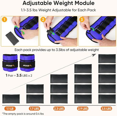 APEXUP 7 lbs/Pair Adjustable Ankle Weights for Women and Men, Modularized Leg Weight Straps for Yoga, Walking, Running, Aerobics, Gym in Saudi Arabia
