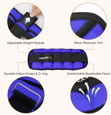 APEXUP 7 lbs/Pair Adjustable Ankle Weights for Women and Men, Modularized Leg Weight Straps for Yoga, Walking, Running, Aerobics, Gym in Saudi Arabia