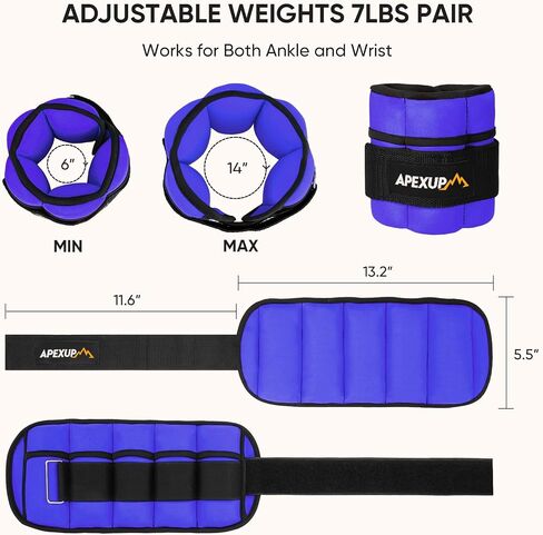 APEXUP 7 lbs/Pair Adjustable Ankle Weights for Women and Men, Modularized Leg Weight Straps for Yoga, Walking, Running, Aerobics, Gym in Saudi Arabia