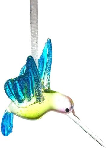 Hummingbird Christmas Ornaments with Glitter Accents - Set of 3 - Handblown XmasOrnaments - Holiday Decorations Gift for Bird Lover in Saudi Arabia