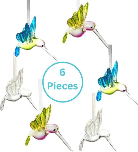 Hummingbird Christmas Ornaments with Glitter Accents - Set of 3 - Handblown XmasOrnaments - Holiday Decorations Gift for Bird Lover in Saudi Arabia