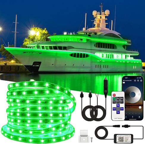50FT Waterproof Marine LED Strip Lights with Remote, Pontoon Boat Lights App Control, 12V Interior LED Blue Strip Lights for Boat, Night Fishing Lighting for Kayaks, Jon Boats, Decks and Bass boat in Saudi Arabia