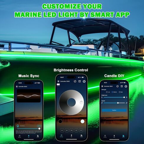 50FT Waterproof Marine LED Strip Lights with Remote, Pontoon Boat Lights App Control, 12V Interior LED Blue Strip Lights for Boat, Night Fishing Lighting for Kayaks, Jon Boats, Decks and Bass boat in Saudi Arabia