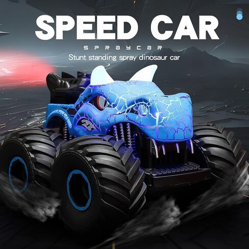 Threeking 1:18 ديناصور RC سيارة التحكم عن بعد سيارات شاحنات لعبة 4WD ألعاب السيارات على الطرق الوعرة مع أضواء رذاذ مناسبة لجميع هدايا التضاريس للأولاد / الفتيات الذين تتراوح أعمارهم بين 6 فما فوق الأزرق in Kuwait