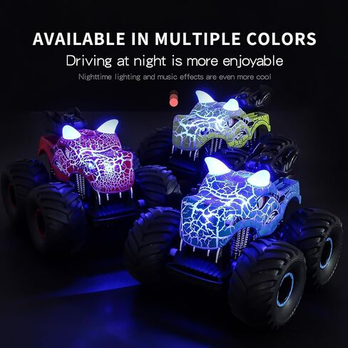 Threeking 1:18 ديناصور RC سيارة التحكم عن بعد سيارات شاحنات لعبة 4WD ألعاب السيارات على الطرق الوعرة مع أضواء رذاذ مناسبة لجميع هدايا التضاريس للأولاد / الفتيات الذين تتراوح أعمارهم بين 6 فما فوق الأزرق in Kuwait