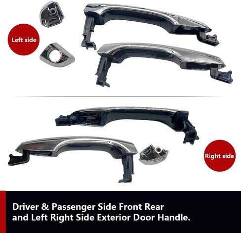 82651F2010 مقبض الباب الخارجي مناسب لشركة Hyundai Elantra 2017 2018 2019 2020 مقابض الأبواب الخارجية من الكروم استبدال 82652F2020 82651-F2010 مقابض أمامية خلفية يسار يمين 4 عبوات in Kuwait