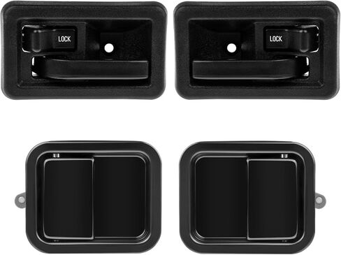 ECCPP Exterior Interior Door Handles 1997-2006 for Jeep for Wrangler Outer Replacement Front Driver Left Passenger Right Door Handles 4 PCS Black 55176382AE 55176383AE 55176476 79540 55176477 in Saudi Arabia