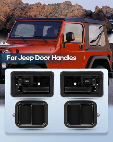 ECCPP Exterior Interior Door Handles 1997-2006 for Jeep for Wrangler Outer Replacement Front Driver Left Passenger Right Door Handles 4 PCS Black 55176382AE 55176383AE 55176476 79540 55176477 in Saudi Arabia