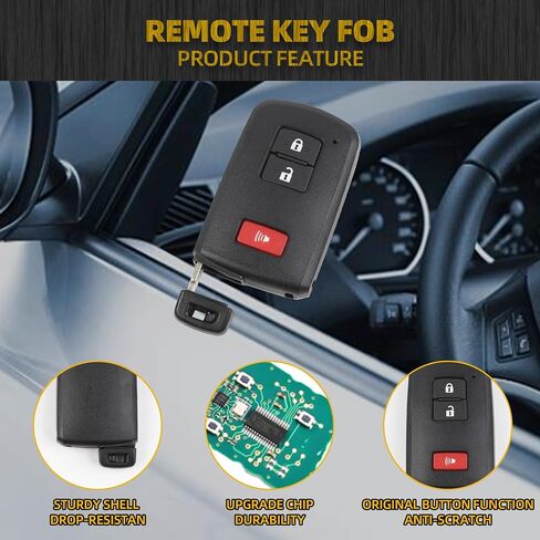 استبدال مفتاح Dasbecan Key Fob متوافق مع Toyota Highlander 2017-2019 Land Cruiser 2016-2018 4Runner 2020-2021 Tacoma 2015-2021 Sequoia Tundra 2019-2021 يستبدل HYQ14FBA 281451-2110 3 أزرار in Saudi Arabia